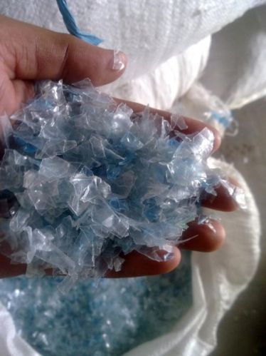 PET Flakes Light Blue Bottle Recycled