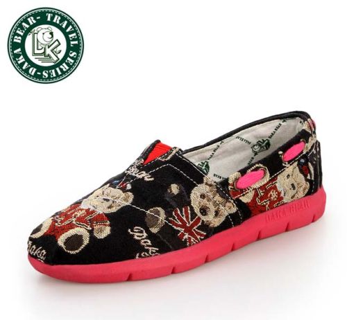 Ladies Retro Style Flat Heel Canvas Shoes Slip-on Shoes