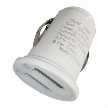 Dual USB In Car Charger With 12 To 24v Input Voltages, For Ipad and Other Digital Products