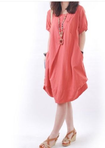 Linen Regular Wear Women Dress