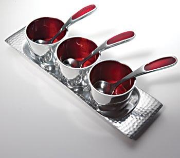 Aluminum Soup Bowl Set With Tray & Spoons