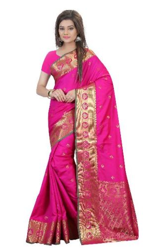 Stutti Fashion ATTRACTIVE PURE SILK SAREE, Color : PINK