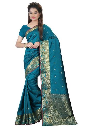 BLOOMING BLUE PURE SILK SAREE