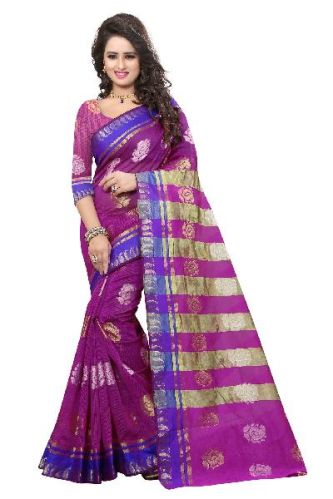 COTTON SILK DESIGNER SAREES, Color : PINK