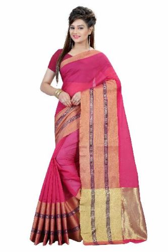 Pure Cotton Sarees, Color : Pink