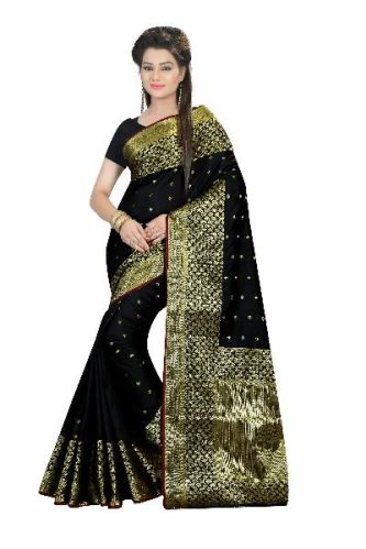 STUTTI FASHION PURE SILK COTTON SAREE, Color : BLACK