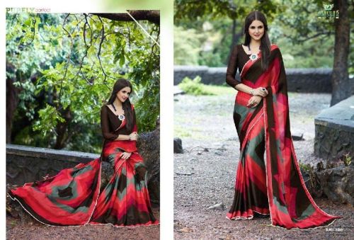 Satin Sarees, Color : Red