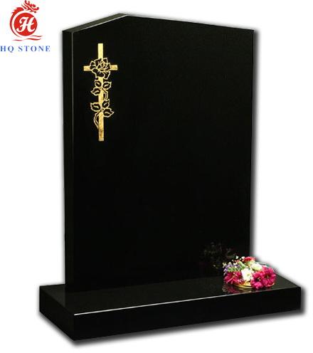 All Polished Shanxi Black Offset Peon Top Cemetery Memorial Monument