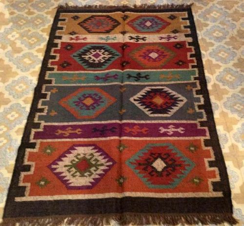 Rectangular Handwoven Kilim Rug, For Home, Hotel, Office, Restaurant, Pattern : Plain, ASSORTED