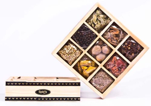 Square Wood Spice Tray, Color : Brown