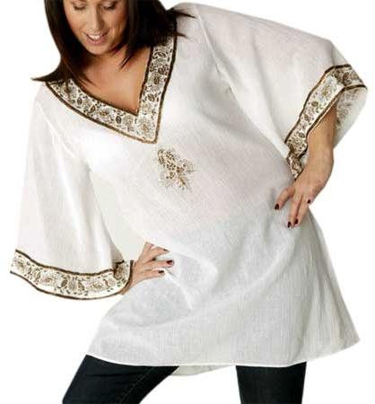 TM 315 Ladies White Kaftan, Technics : Washed