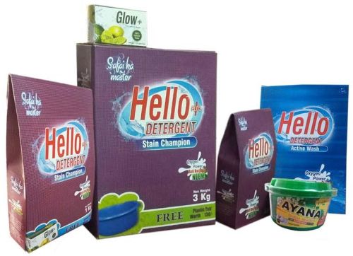 Hello Detergent Powder, For Cloth Washing, Cleaning, Feature : Remove Hard Stains, Skin Friendly, Soft