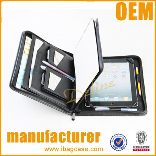 Leather Ipad Portfolio Case With Notepad, Packaging Type : Black