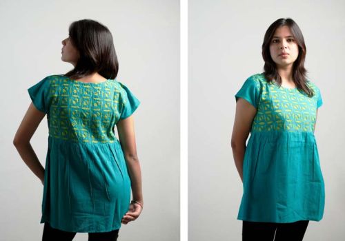 Plain Cotton Ladies Applique Top, Size : M