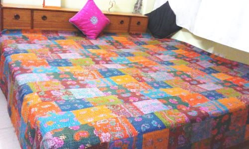 Cotton Patchwork Needlework Bed Covers, For Home, Hospital, Hotel, House, Feature : Anti Shrink, Anti Wrinkle