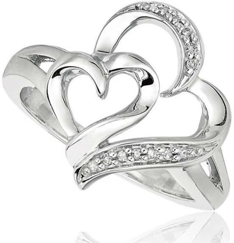 Diamond Heart Shaped Ring (CWHGR0002), Size : Multisize