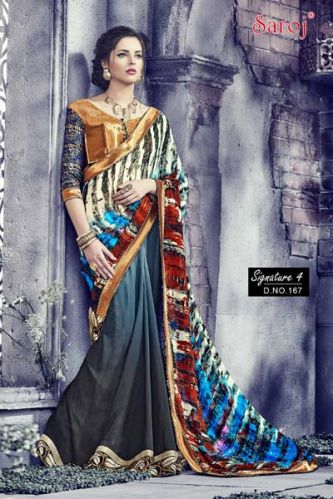 Weight Less Padding Trendy Designer Printed Saree