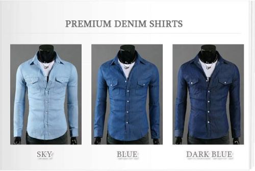 Denim Jeans Shirts, Color : Royal Blue