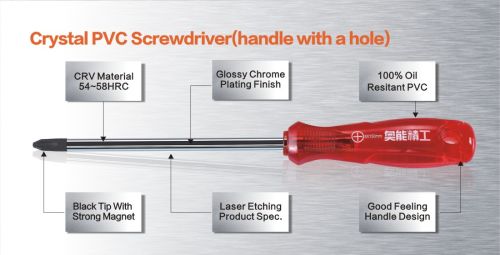 Crystal PVC Screwdriver Series, Handle color : red