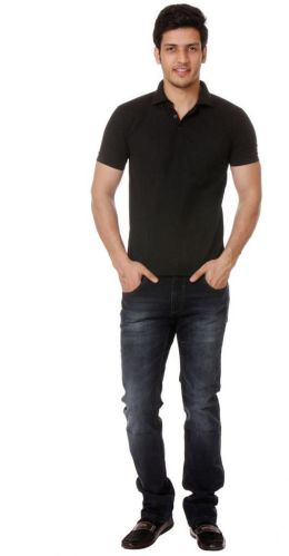 Cotton Black Men's Polo T Shirt