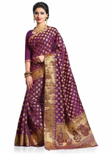 Wine Colour Art Silk Woven Saree, Age Group : Adult