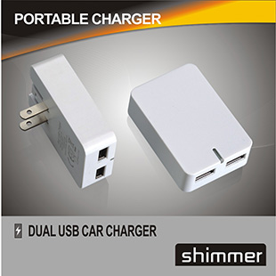 Dual USB Small Squarl Shell Travel Charger