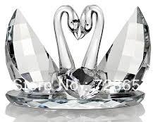 Classic Quartz Crystal Swan Lovers Sculpture