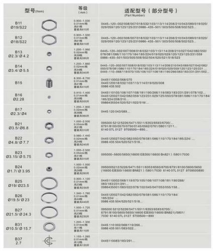 Bosch and Denso Common Rail Injector Adjusting Shim