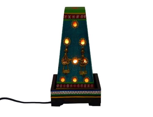 Ethnic Lamp With Dhokra and Warli Work and Perforated Side Panels