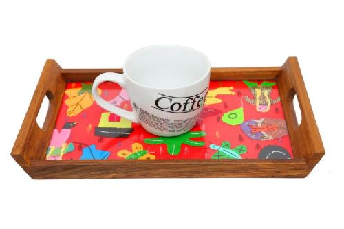 Applique Work Wooden Tray Large(13 Inch X 8 Inch)