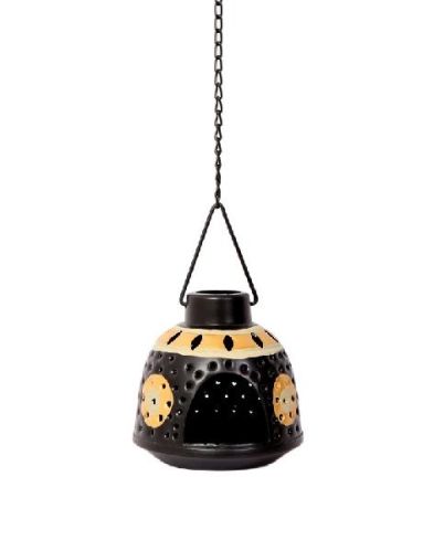 Black Hanging Tea Light Holder In Metal