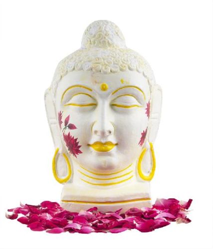 Indikala Terracota Buddha Head In White