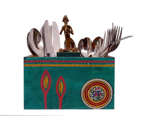 Indikala Painted Wooden Cutlery Holder