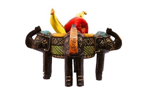 Indikala WOOD Four Headed Elephant Container