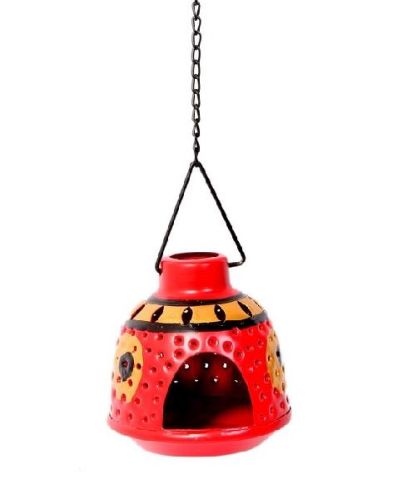 Metal Red Hanging Tea Light Holder