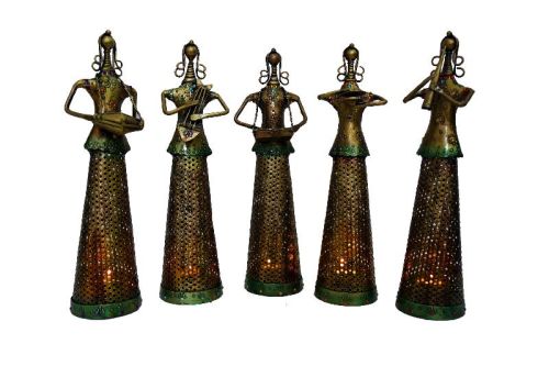 Set Of 5 Fairy Musicians Cum Tea Light Holders ( 14 Inches Tall)