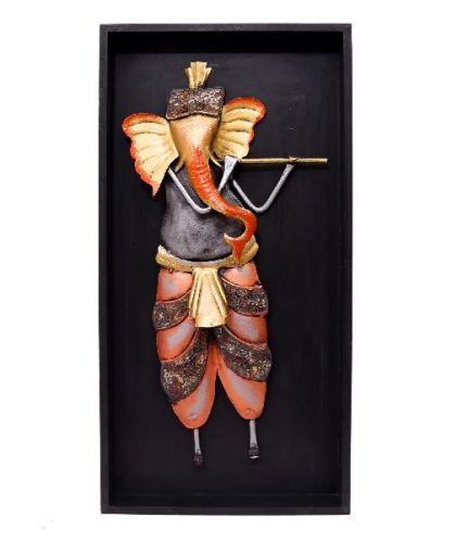 Standing Ganesha Playing Bansuri ( In Frame 24 Inch Tall)