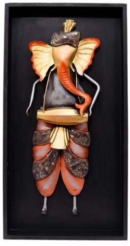 Standing Ganesha Playing Dholak ( In Frame 24 Inch Tall)