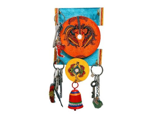 Warli Work Bell Double Plate Key Ring Holder