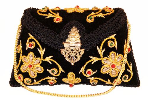 Flower Twirl Clutch Bag Black