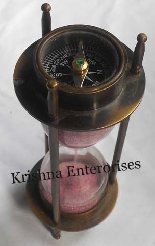 Antique Sand Timer With Compass