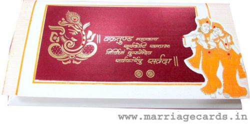 Wedding Cards,wedding Cards, Color : Maroon