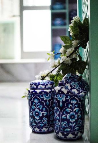 Blue Pottery Decorative Jar