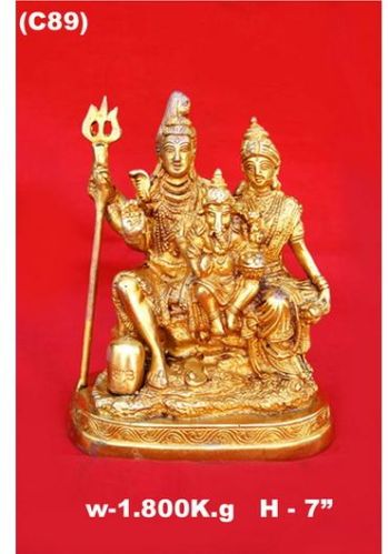 Polished Brass Shiv Parivar Statues, For In Home Temples