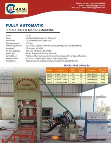 Automatic Brick Making Machine, Brick Raw Material : Cement, Fly Ash, Sand