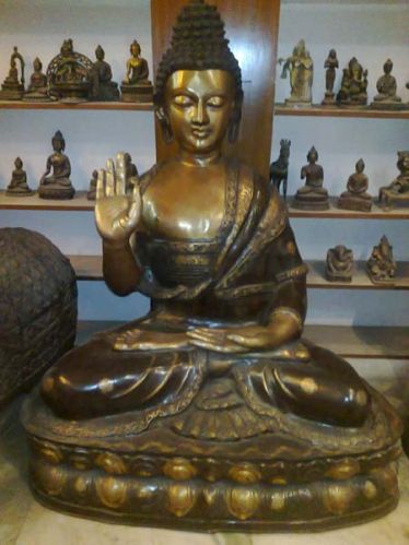 Polished Brass Buddha Statue, For Home, Office, Style : Antique