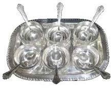 Silver Ice Cream Bowl Set