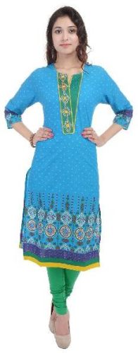 Sky Blue Printed Cotton Kurtis