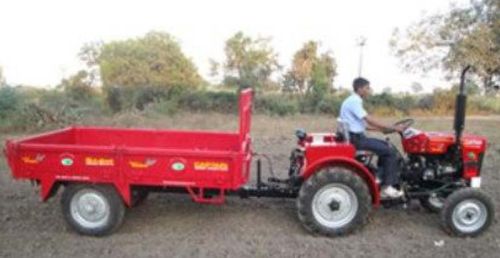 Rectangular Hydraulic Metal Mini Tractor Trailer, For Moving Goods, Loading Capacity : 1-3tons