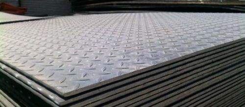 Grey Coated MS Chequered Plates, For Industrial, Ship Building, Length : 6 To 10 Feet